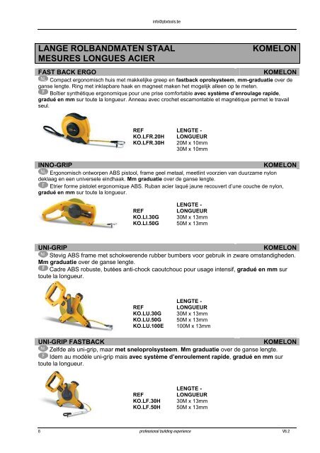1. meet, maat en markeer gereedschap - mesure ... - PBX-Tools