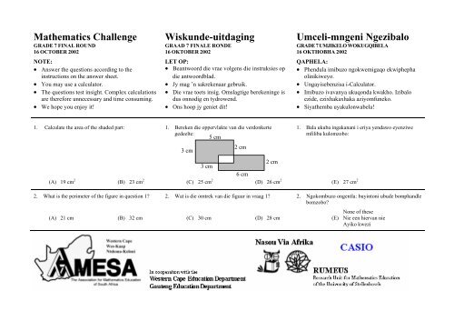 Mathematics Challenge Wiskunde-uitdaging Umceli ... - AMESA