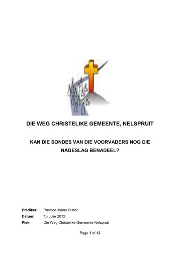 Sondes van ons voorvaders - Die Weg Christelike Gemeente