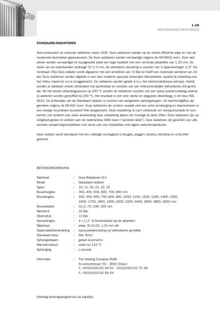 technische gegevens duRa hoRiZontale RadiatoRen 1.01 radia