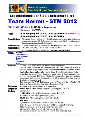 Ausschreibung STM Team Herren 2013 in Wien