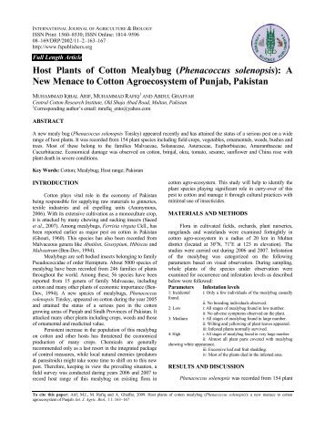 Host Plants of Cotton Mealybug (Phenacoccus ... - Fspublishers.org