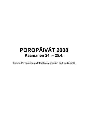 POROPÄIVÄT 2008 - Riista