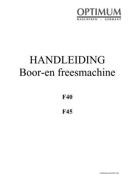 HANDLEIDING Boor-en freesmachine