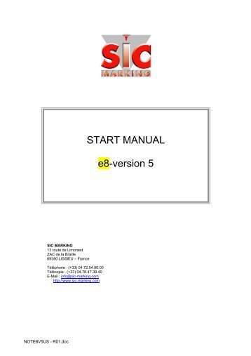 START MANUAL e8-version 5 - SIC-Venim s.r.o.