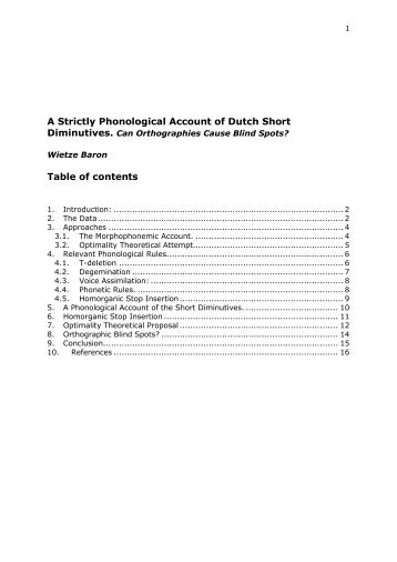 A Strictly Phonological Account of Dutch Short Diminutives