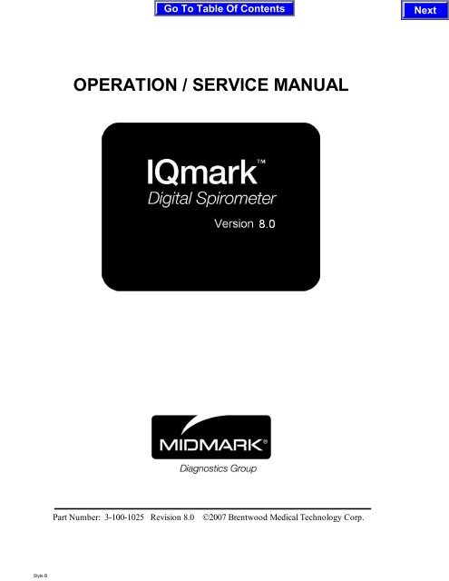 OPERATION / SERVICE MANUAL - Midmark