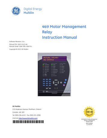 Multilin 469 Motor Management Relay ... - GE Digital Energy