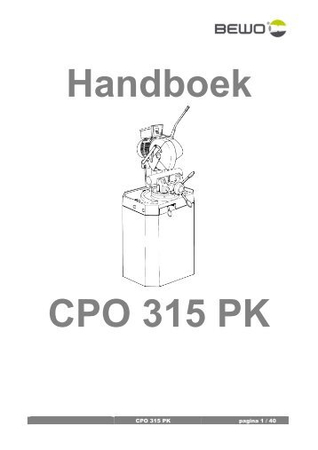 CPO 315 PK pagina 1 / 40 - BEWO Cutting Systems BV