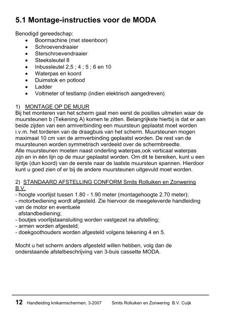 Handleiding KNIKARMSCHERMEN - Zonweringstunter.nl