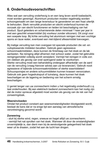 Handleiding KNIKARMSCHERMEN - Zonweringstunter.nl