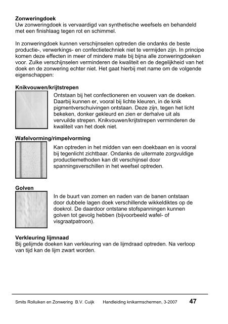 Handleiding KNIKARMSCHERMEN - Zonweringstunter.nl