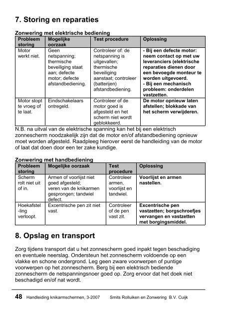 Handleiding KNIKARMSCHERMEN - Zonweringstunter.nl