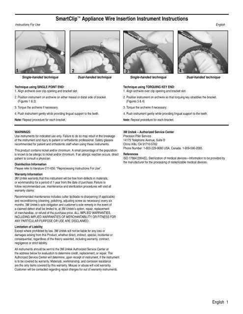 SmartClip™ Appliance Wire Insertion Instrument Instructions Fil ... - 3M