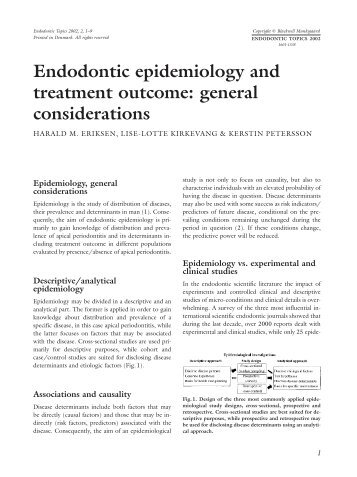 Endodontic epidemiology and treatment outcome - College of ...