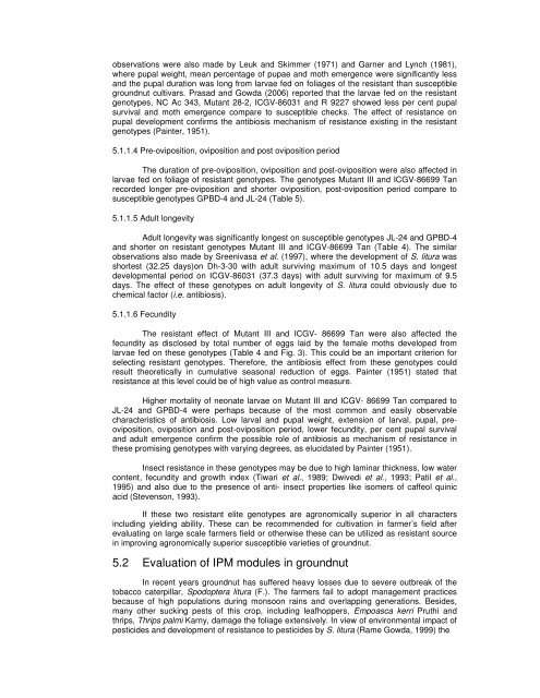 screening elite genotypes and ipm of defoliators in groundnut