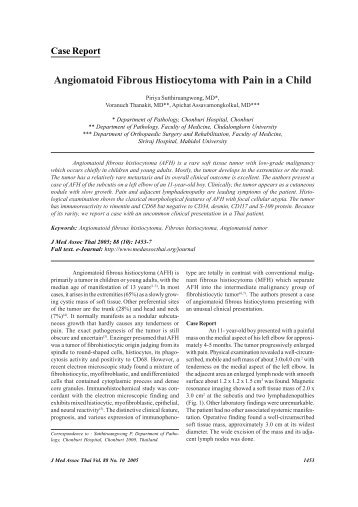 Angiomatoid Fibrous Histiocytoma with Pain in a Child - Faculty of ...