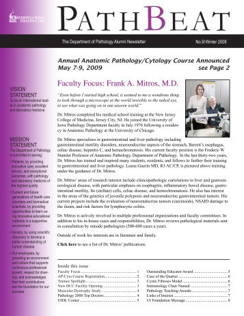 Faculty Focus: Frank A. Mitros, M.D. - University of Iowa Carver ...