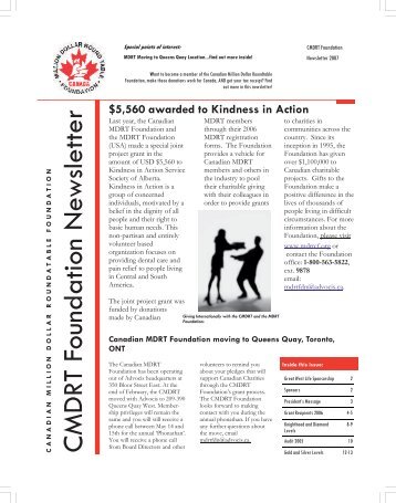 CMDRT Foundation Newsletter CANAD - MDRT Foundation Canada