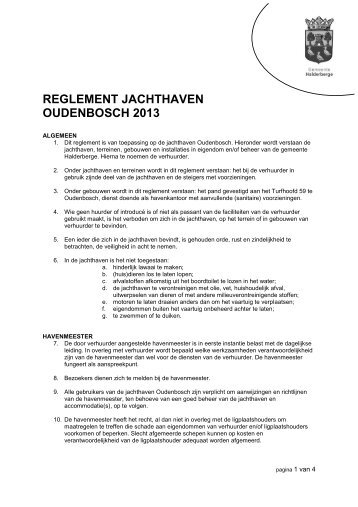 Havenreglement jachthaven Oudenbosch 2013 - Gemeente ...
