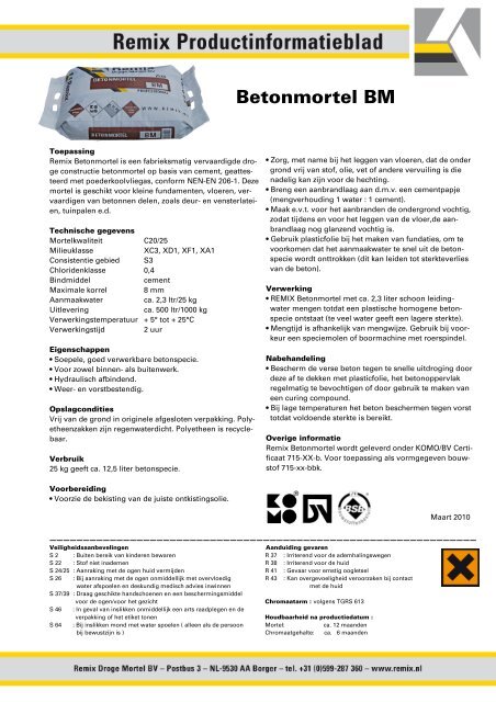 Betonmortel BM - Remix Droge Mortel BV