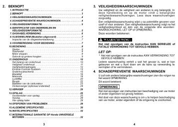 4. schadepreventie waarschuwingen - Honda-engines-eu.com