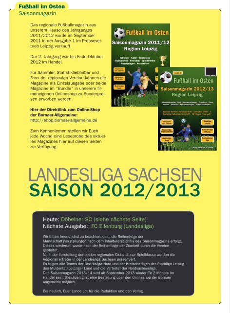 Leipziger Sportwoche - Das Fußballmagazin - Ausgabe 06 vom 06.05.2013