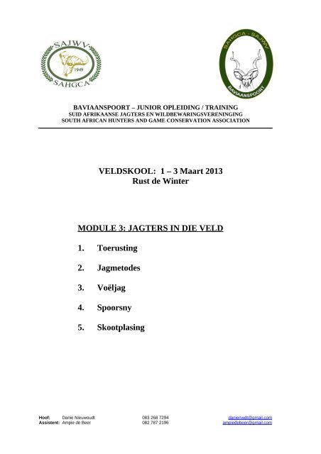 Junior Veldskool Program - SA Jagters Baviaanspoort