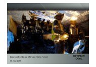 20110609 Koornfontein Mines analyst site visit ... - Optimum Coal