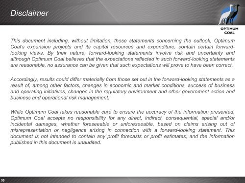 Financial Results for the year ended 30 June 2011 - Optimum Coal