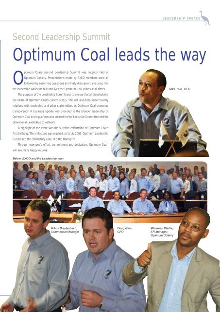 OPTIMUM COLLIERIES INVESTMENT - Optimum Coal