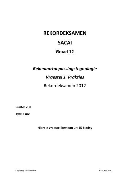 REKORDEKSAMEN SACAI Graad 12 ...