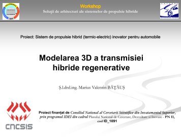 Soluţii de arhitecturi ale sistemelor de propulsie hibride