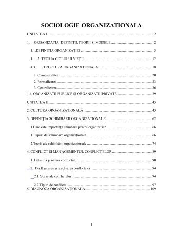 SOCIOLOGIE ORGANIZATIONALA - Departamentul de ...