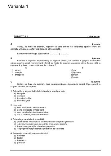 Biologie vegetala si animala