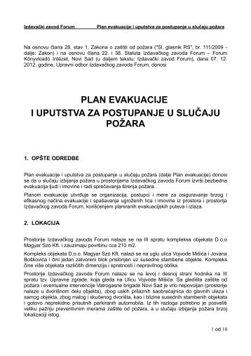 IZD Plan evakuacije i uputstva - Forum Könyvkiadó