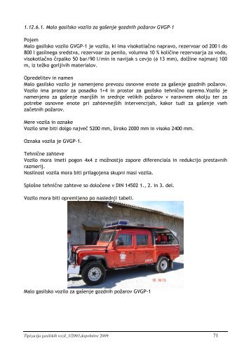 71 1.12.6.1. Malo gasilsko vozilo za gašenje gozdnih požarov GVGP ...