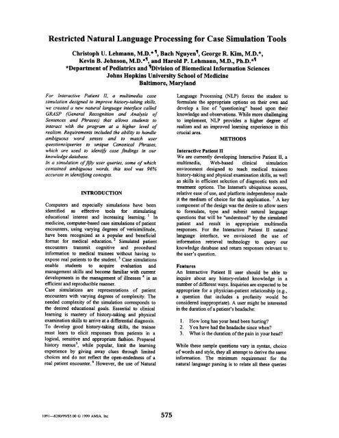 Restricted Natural Language Processing for Case Simulation Tools