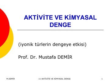 11-aktivite ve kimyasal denge