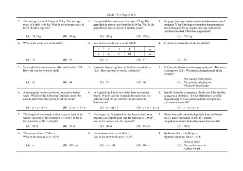 Mathematics Challenge Wiskunde-uitdaging Umceli ... - AMESA