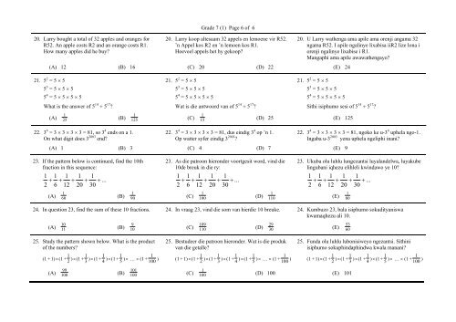 Mathematics Challenge Wiskunde-uitdaging Umceli ... - AMESA