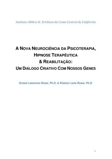 a nova neurociência da psicoterapia, hipnose terapêutica ...