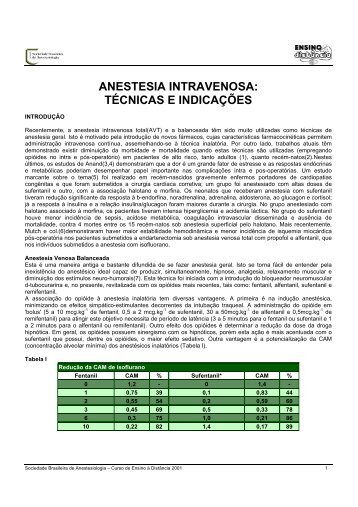 anestesia intravenosa - Sociedade Brasileira de Anestesiologia