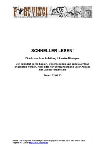 Speed Reading PDF kostenlos schnell lesen - Fort Vinci