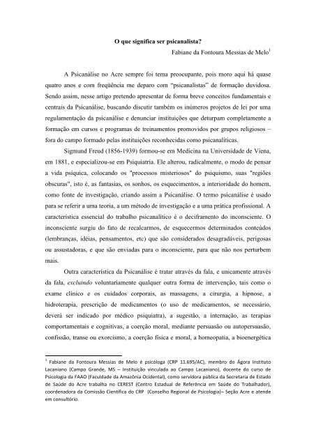 O que significa ser psicanalista? - Ágora Instituto Lacaniano