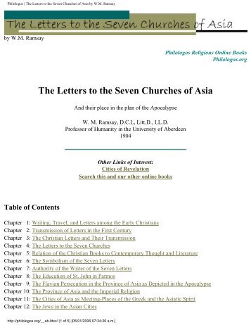 W.M. Ramsay - The Letters to the Seven Churches of Asia - David Cox