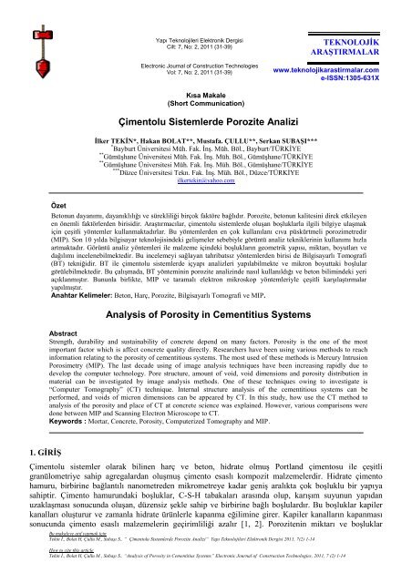 İndir - Gıda Teknolojileri Elektronik Dergisi