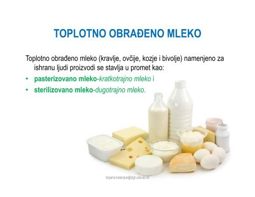 mleko i proizvodi od mleka - Departman za Geografiju, Turizam i ...