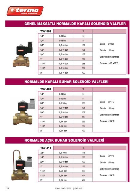 Fiyat Listesi • fiubat 2012 - Gedik Döküm...