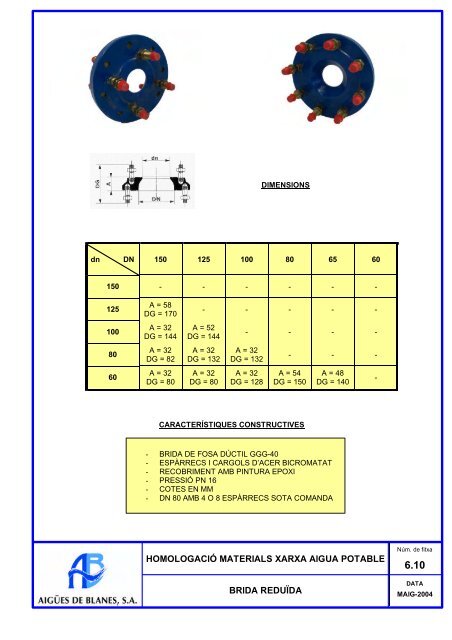 fitxes de materials homologats xarxa d'aigua ... - Aigües de Blanes